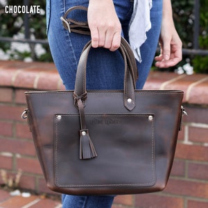 Quality leather bag personalized cute crossbody purse customizable Chocolate