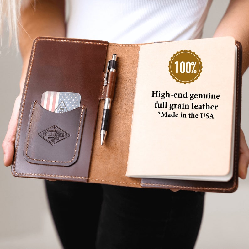 Personalized Daily Journal, Travel Gift, Refillable Leather Notebook, Gift for Dad, Genuine Leather, Travel Journal, Unique Gifts,Minimalist Oxford Brown