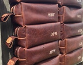 HANDMADE Men's Leather Toiletry Case Dopp Kit Shaving Bag OOAK Groomsmen Present Groomsman Gift Wedding Groom Lifeless Leather Co Cognac Bag