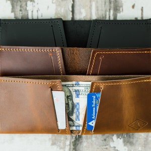 Cartera plegable para hombre, Cartera de cuero para hombre, Cartera minimalista, Cartera personalizada, Cartera de cuero para hombre, Cartera delgada, Cartera plegable