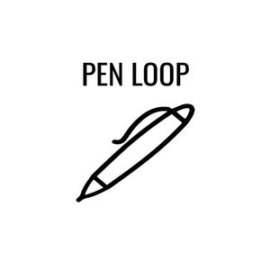 May include: A black and white line drawing of a pen with the text "PEN LOOP" above it.