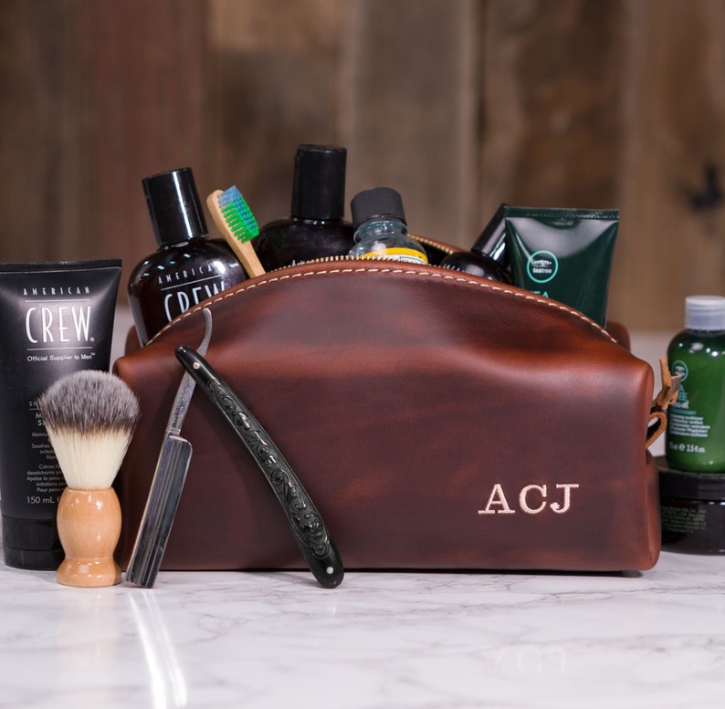 Leather Toiletry Bag Personalized Dopp Kit Groomsmen Gifts Etsy