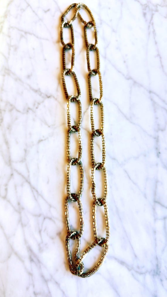 Chico’s silver-plated mesh oval tube link necklace