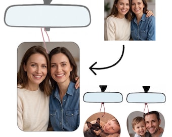 Deodorante per auto personalizzato, stampa fronte-retro con foto e testo personalizzati (rotondo, a cuore, rettangolare)