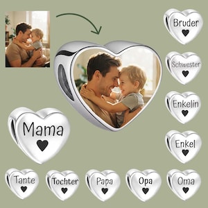 Personalised Love Heart Photo Charm Bead – Fits European Style Charm Bracelets – Unique Gift for Mum, Wife, Girlfriend, Baby Scan Keepsake