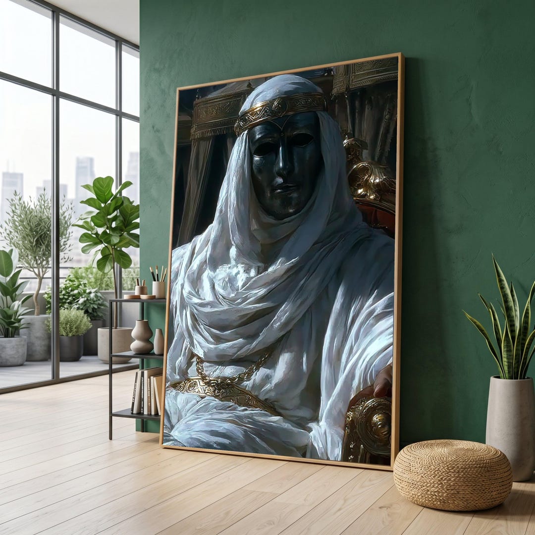 Regal Black Mask Portrait, Arabian Royalty Canvas Print, Luxurious Gold ...