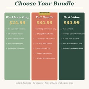 ADHD Workbook Bundle Printable | Executive Dysfunction Toolkit | Neurodivergent Planner | Habit Tracker | Crisis Cards | Digital Download