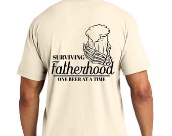 Funny Dad Skeleton Beer Shirt, Surviving Fatherhood Graphic Tee