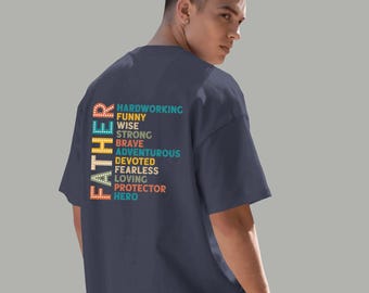 Father Definition Retro Marquee Graphic Tee, Hardworking Wise Strong Hero Shirt