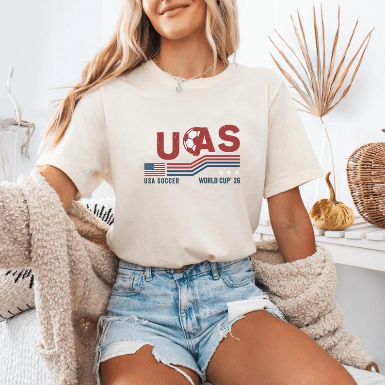 USA Soccer World Cup 26 Shirt, Retro American Flag Graphic Tee, USMNT Fan Apparel image 1