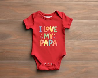 I Love My Papa Watercolor Toddler Kids Shirt, Father's Day Gift
