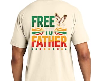 Free To Father Eagle Graphic Tee, Patriotic Dad Shirt, Father's Day Gift For Dad, Retro Eagle Sunburst Fatherhood