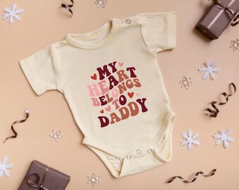 My Heart Belongs To Daddy Retro Bodysuit, Valentine Gift for Dad