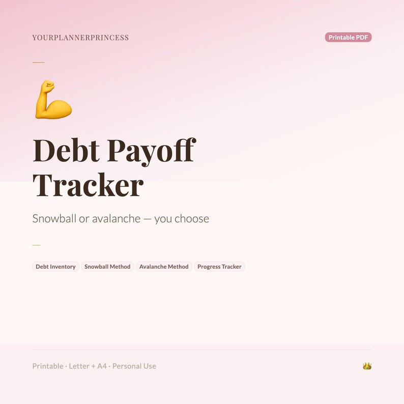 Debt Payoff Tracker Printable | Debt Snowball Planner | Pink Debt Free ...