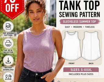 Women's Tank Top Sewing Pattern | Sleeveless Summer Blouse (Digital Download)