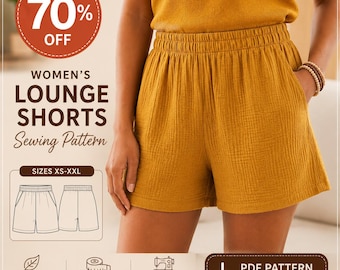 Women's Lounge Shorts Sewing Pattern | Relaxed Fit Elastic Waist (PDF Download)