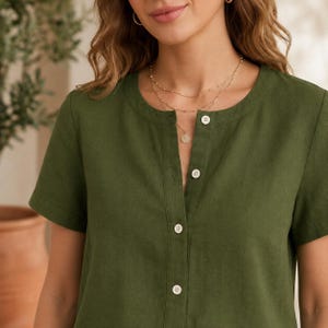 Women's Linen Blouse Sewing Pattern PDF | Summer Button Down Top | Relaxed Fit Shirt Pattern | A4 A0 US Letter | XXS–Xxl | Instant Download image 2