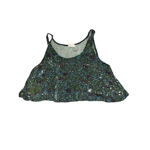 Vintage Free People Womens Oversized S Tank Pailletten Crop Swing Blau Barbiecore Bild 1