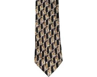 Vintage Ermenegildo Zegna Krawatte Seide Kette Link Gold Schachbrettmuster New Mens