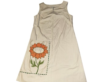 Vintage Lisa Kiel Lisanne lichtbruine huisjurk jaren 60 Prairie Cottagecore S M