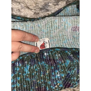 Vintage Free People Womens Oversized S Tank Pailletten Crop Swing Blau Barbiecore Bild 6