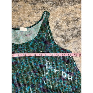 Vintage Free People Womens Oversized S Tank Pailletten Crop Swing Blau Barbiecore Bild 2