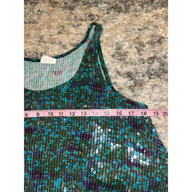 Vintage Free People Womens Oversized S Tank Pailletten Crop Swing Blau Barbiecore Bild 2