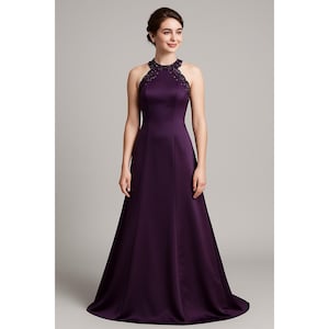jessica mcclintock halter dress SCOTT McCLINTOCK & JESSICA McCLINTOCK HUGE SATIN INSET HALTER EVENING Vintage Clothing & Fashions