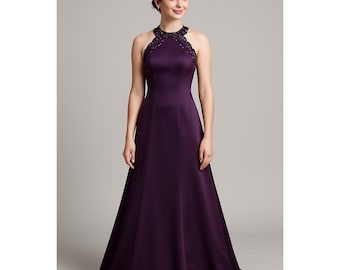 Jessica McClintock Kleid Vintage Gantos Gunne Sax Lila Neckholderkleid 7/8
