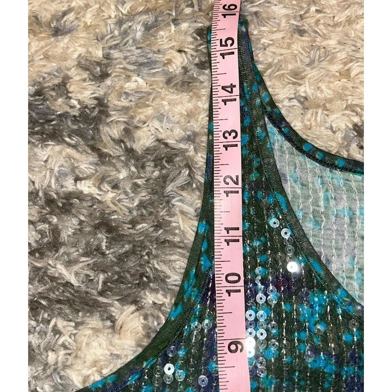 Vintage Free People Womens Oversized S Tank Pailletten Crop Swing Blau Barbiecore Bild 3