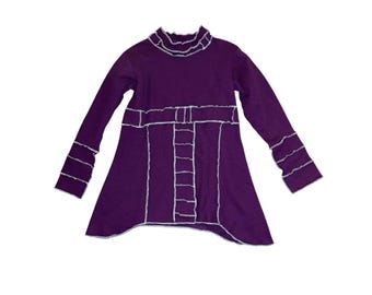 Vestido moletom vintage Hanes Soft Sweats tamanho M, estilo túnica grunge roxa, anos 2000.