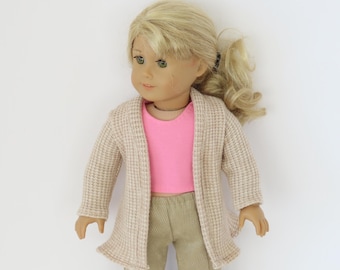 14.5 Inch Doll Oatmeal Knit Sweater Cardigan; Wellie Wishers Clothes