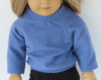 Periwinkle Organic Fleece Sweatshirt 18-inch Doll Clothes