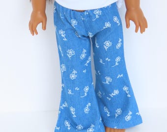 Light Blue Denim Flare Pants 14.5 Inch Doll Clothes