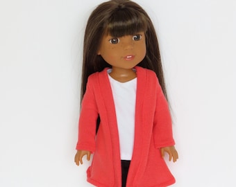 14.5 Inch Doll Coral Knit Sweater Cardigan; Wellie Wishers Clothes