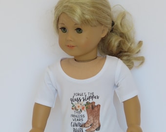 Graphic "Glass Slippers/Cowboy Boots" Shirt 18 Inch Doll Clothes