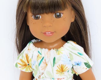 14.5 Inch Doll Cotton Peasant Top; Wellie Wishers Clothes