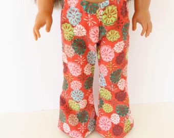 14.5 Inch Doll Floral Corduroy Flare Pants; Wellie Wishers Clothes