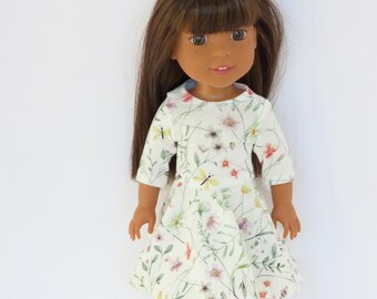 14.5 Inch Doll Floral Poly Knit Dress; Wellie Wishers Clothes