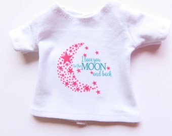 14.5 Inch Doll "I Love You to the Moon" Graphic Shirt; Wellie Wishers Clothes