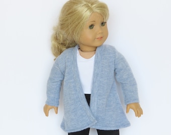 Brushed Knit Blue Sweater Cardigan 18 Inch Doll Clothes