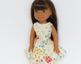 14.5 Inch Doll Floral Cotton Dress; Wellie Wishers Doll Clothes