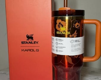 Stanley x Karol G Bichota Red Ombre 40oz Tumbler with Pineapple Straw Insulated Travel Cup