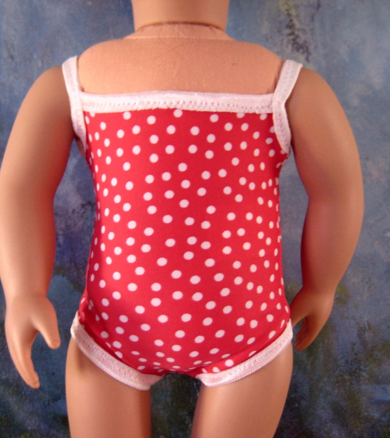 red and white polka dot swimsuit