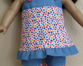 Short  Denim Sundress and Capris for American Girl and similar 18 inch dolls