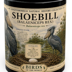 Shoebill Mug 15 oz Black Ceramic Cup with Vintage Natural History Bird Art image 3