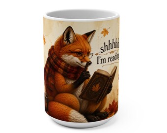 Gezellige vossen leesmok, herfstcadeau voor boekenliefhebbers, cottagecore bosmotief koffiemok 440 ml