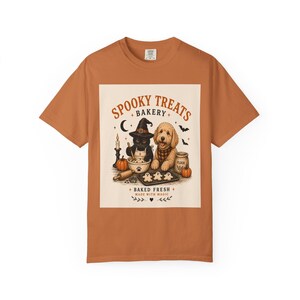 Spooky Treats Bakery Goldendoodle and Black Cat Spooky Cookies Halloween Tee Shirt | Halloween Puppy Baking Design Comfort Colors image 11