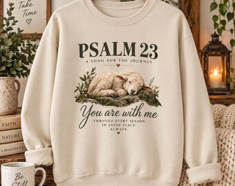 Psalm 23 Lamb Illustration Sweatshirt | You Are With Me Scripture Crewneck Faith