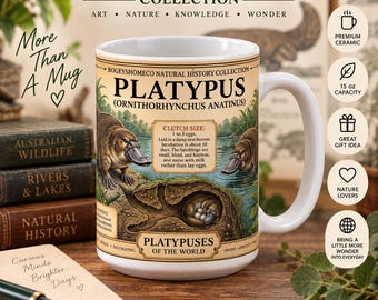 Platypus Mug, Platypus Gift, Natural History Mug, Vintage Animal Illustration, Wildlife Gift, Zoology Gift, Science Teacher Gift